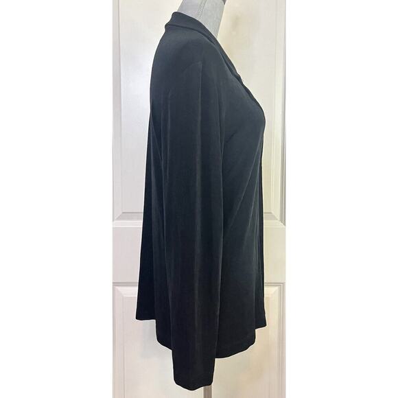 Chico’s Travelers LS Women’s Collared Lagenlook Cardigan Top Sz 2 Black Career - Picture 4 of 7